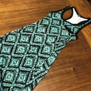 Green and black maxi dress